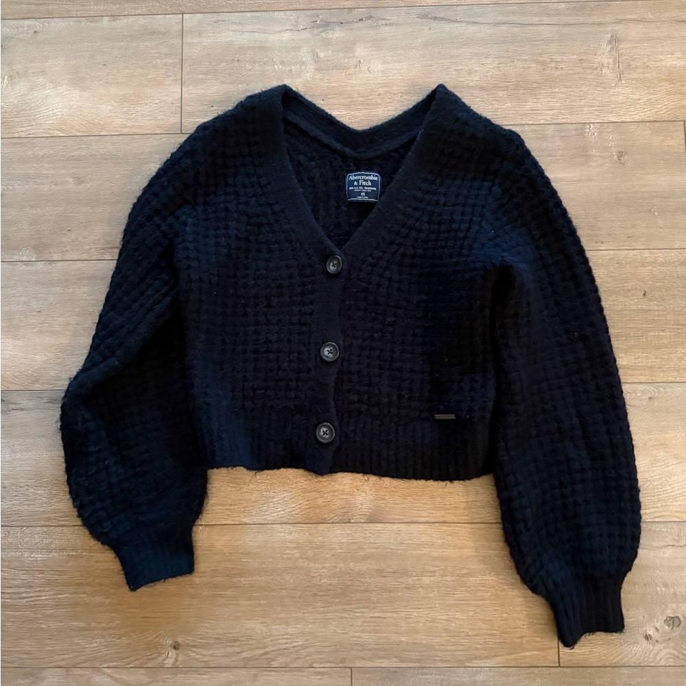 Abercrombie Cozy Black Knit Cardigan Sweater